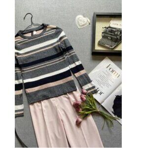 New H&M Striped Knit Ribbed Lightweight Sweater